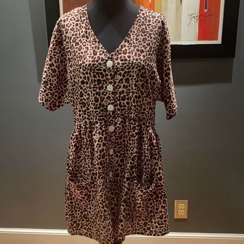 Leopard Print Button Front Midi, Small - image 1